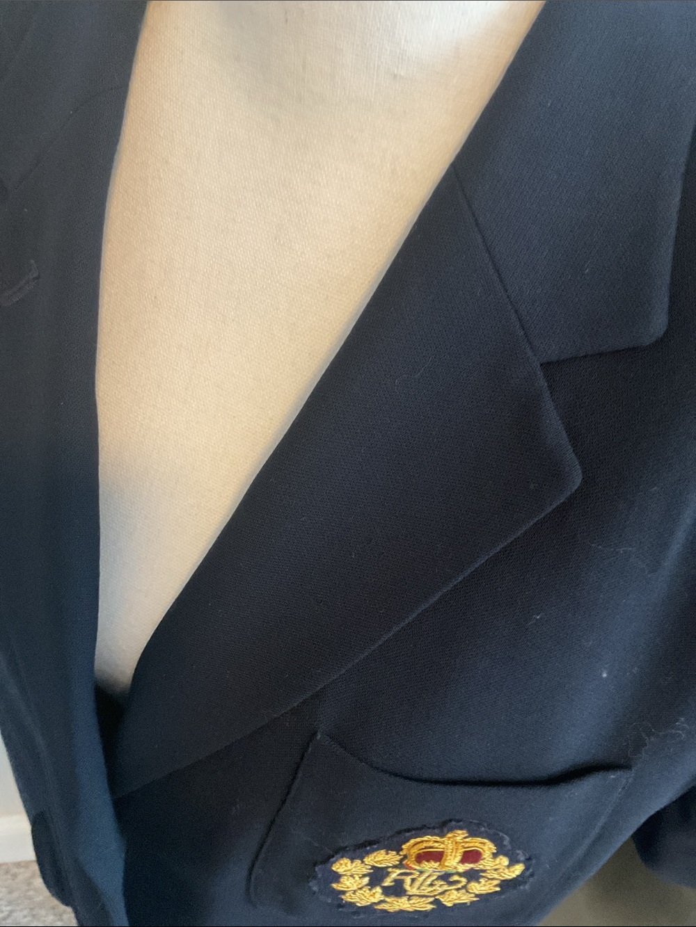 RALPH LAUREN VINTAGE 100% wool Navy blue blazer - Picture 5 of 7